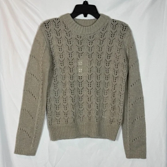 REVOLVE English Factory Eyelet Fuzzy Wool Knit Sweater. Gray. Size Small NWT - Picture 15 of 16